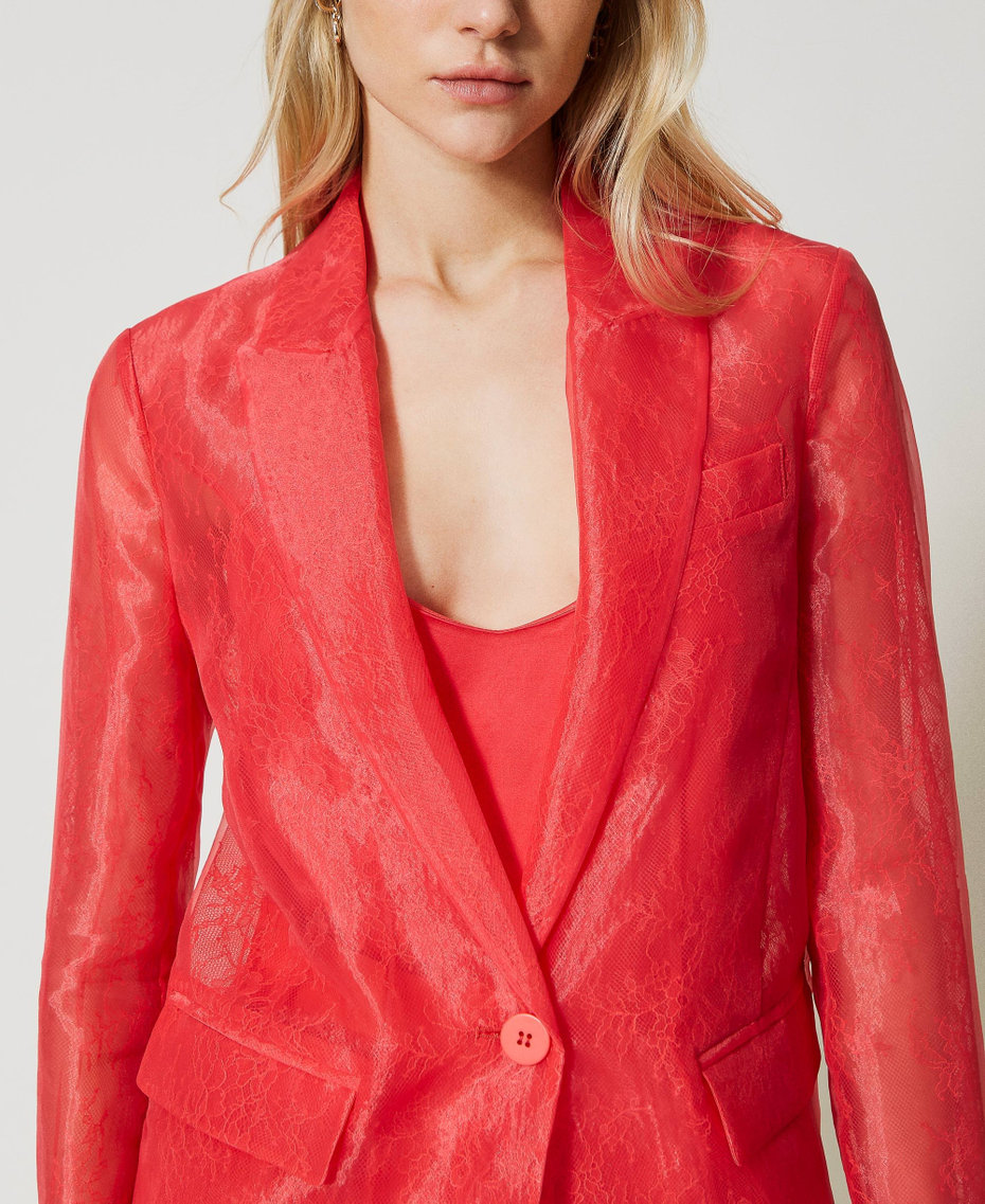 Giacca blazer in organza e pizzo Rosa Azalea Donna 231TP2331_00453_05