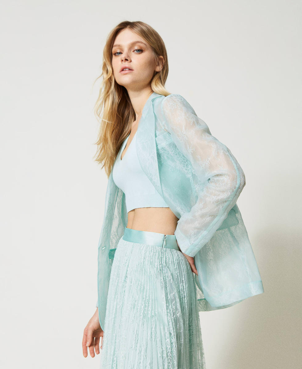 Organza and lace blazer Woman Green TWINSET Milano