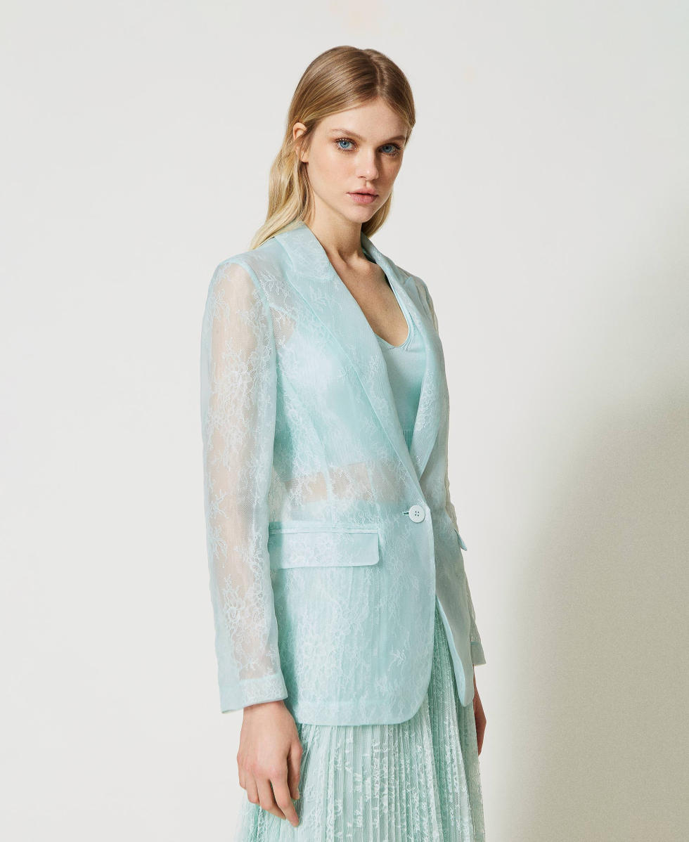 Giacca blazer in organza e pizzo Donna Verde TWINSET Milano
