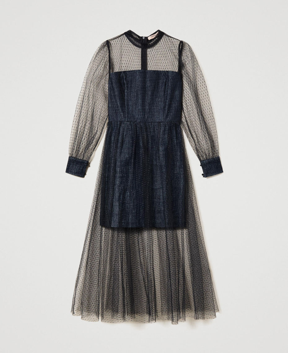 Long tulle and denim dress Black Woman 231TP2340-0S