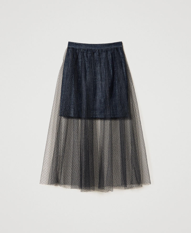 Jupe longue en jean et tulle