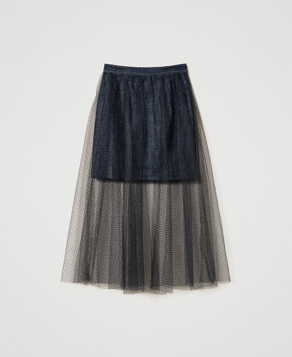 Jean skirt with tulle shop