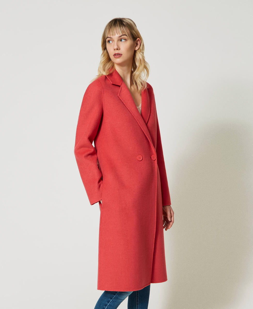 Abrigo en mezcla de lana doble Mujer, Rosa | Milano