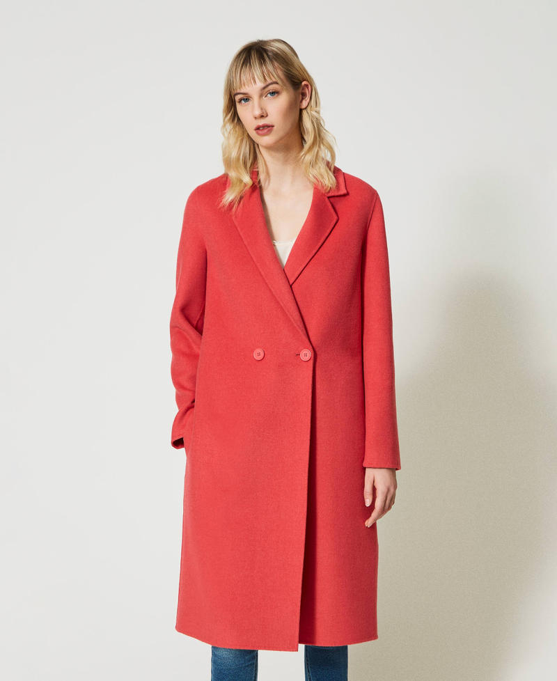 Пальто из двухлицевой смесовой шерсти Розовый "Candy Peach" женщина 231TP2350-02
