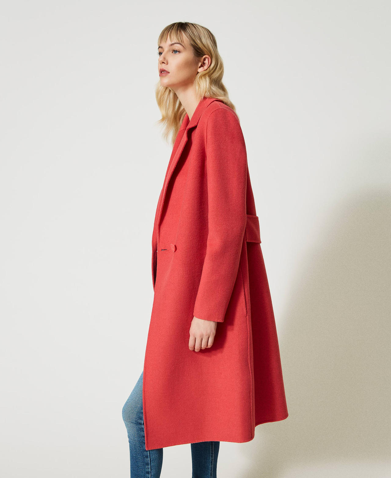 Doubled wool blend cloth coat Azalea Pink Woman 231TP2350_00453_03