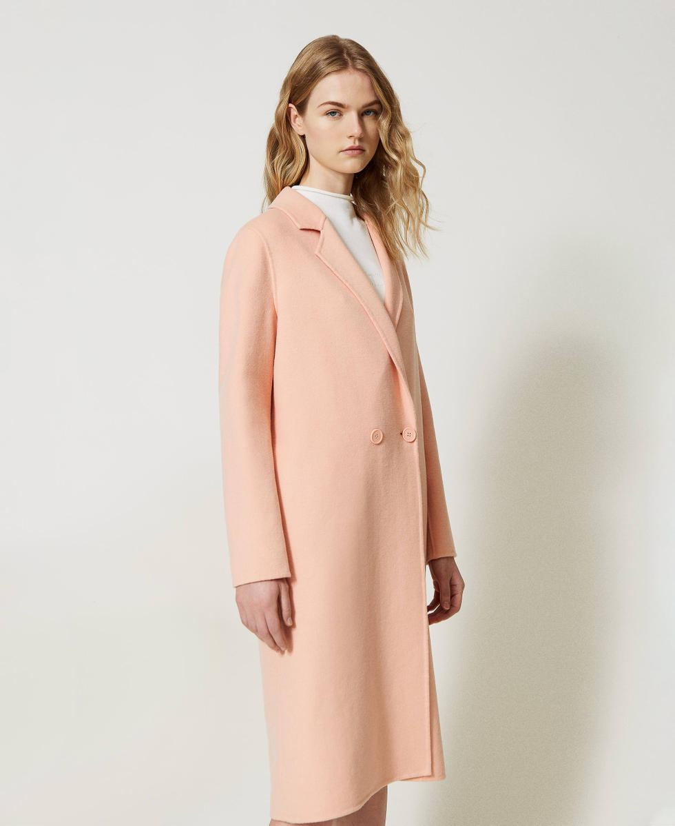 Manteau laine rose femme online