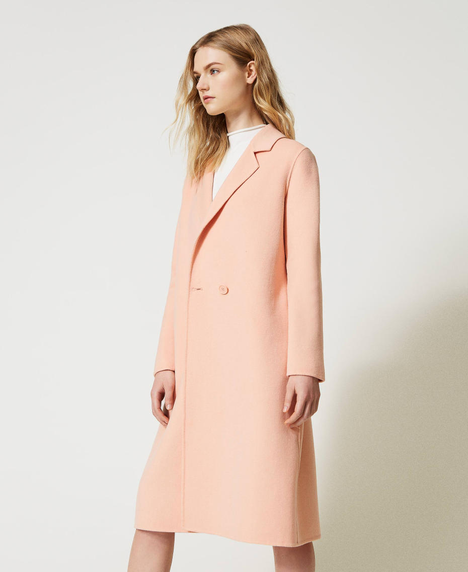 Doubled wool blend cloth coat Azalea Pink Woman 231TP2350-03
