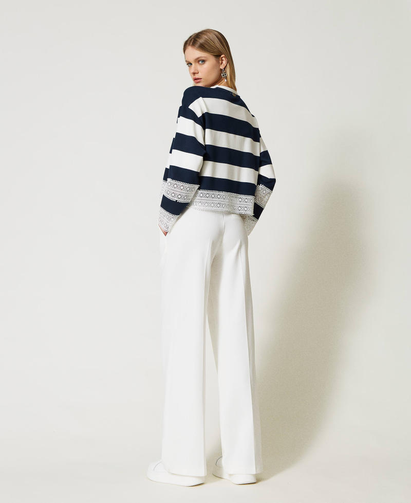 Wide leg trousers with Oval T buckle White Snow Woman 231TP2371-04