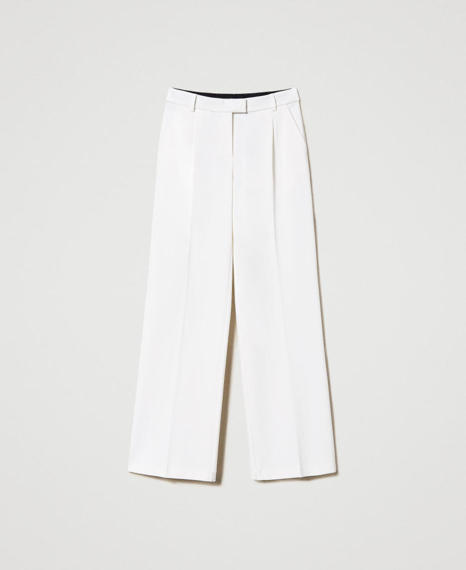 Wide leg trousers with Oval T buckle White Snow Woman 231TP2371-0S