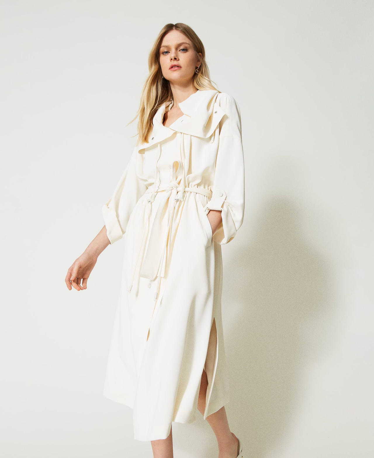 Lange Parka aus Stretch-Cady-Crêpe