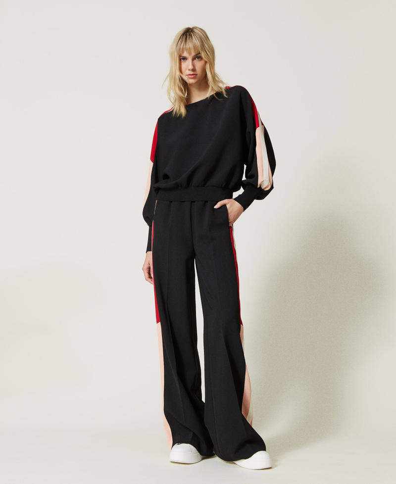 Cr&ecirc;pe cady blouse with colour bands