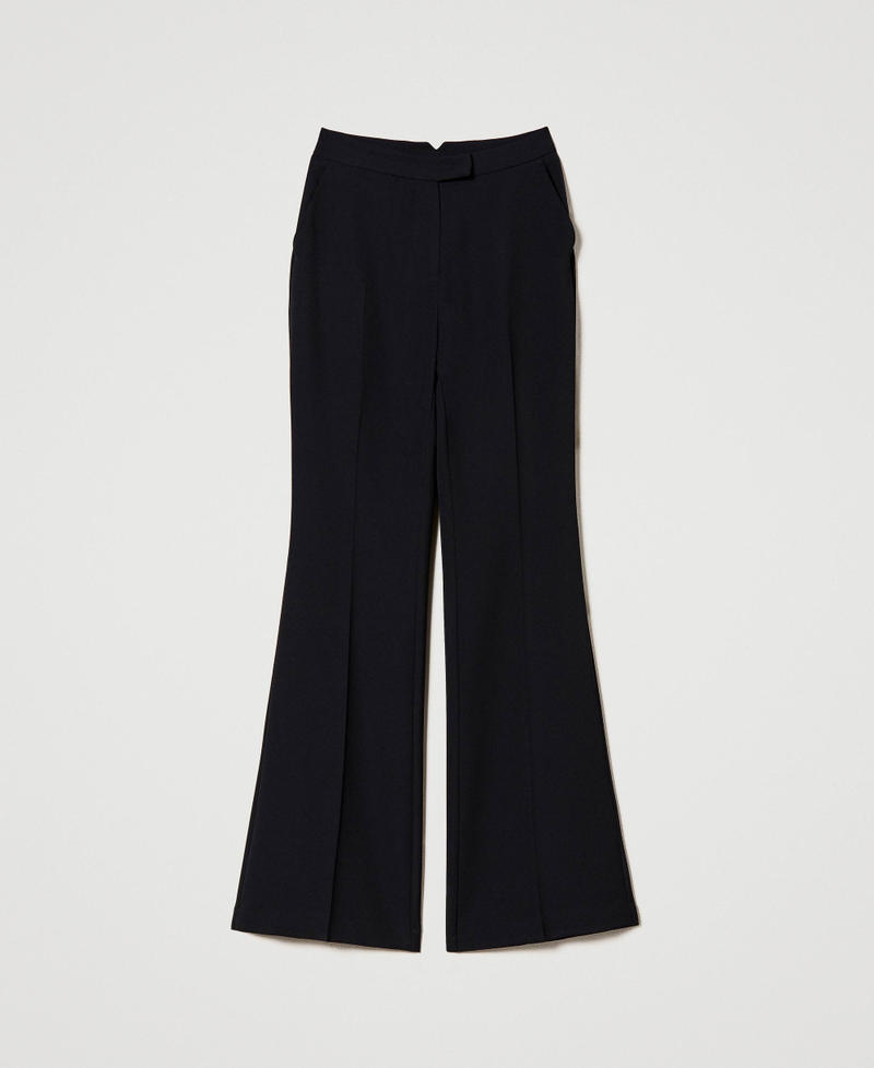 Cr&ecirc;pe cady flared trousers Black Woman 231TP2394_00006_S0