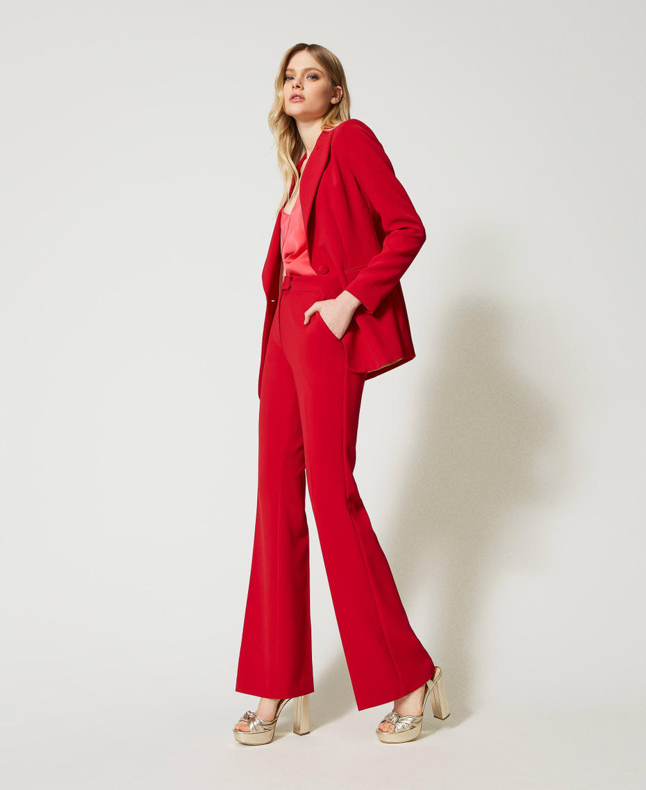 Pantalon évasé en crêpe cady