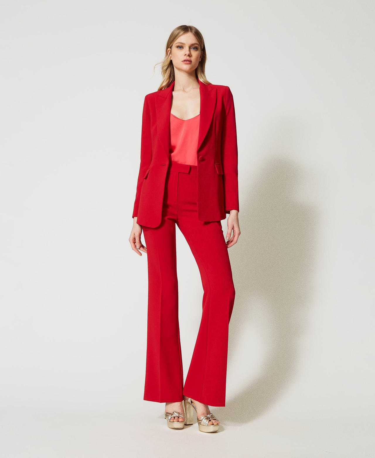 Pantalon évasé en crêpe cady