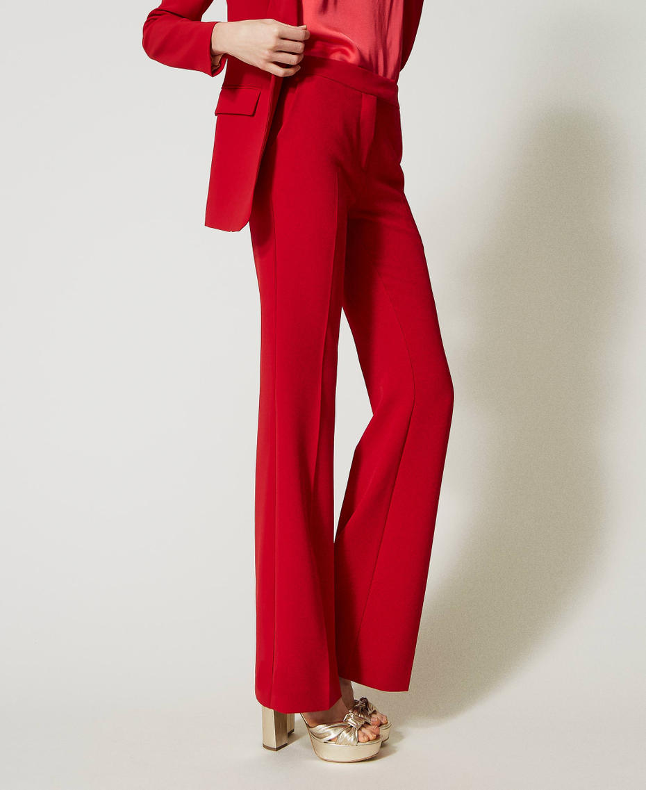Pantalon évasé en crêpe cady