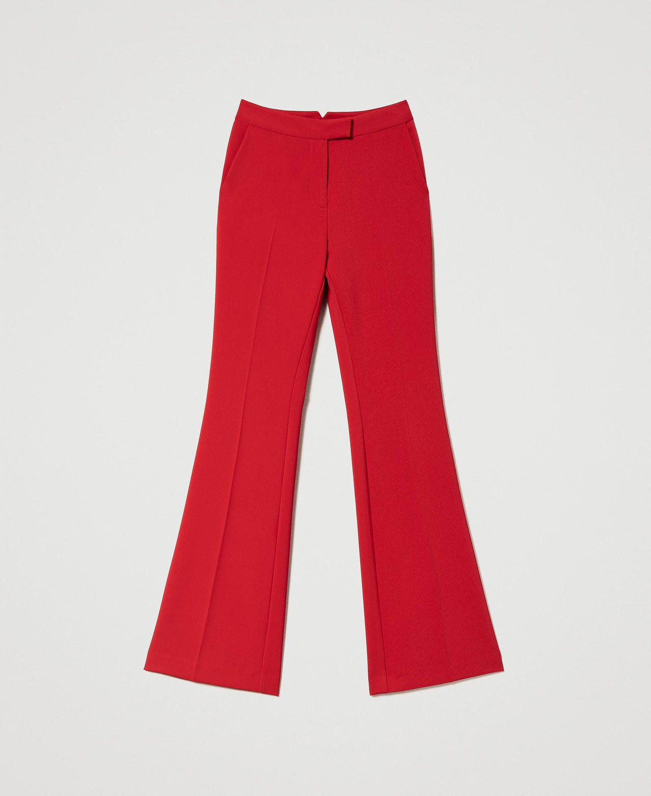 Pantalon évasé en crêpe cady