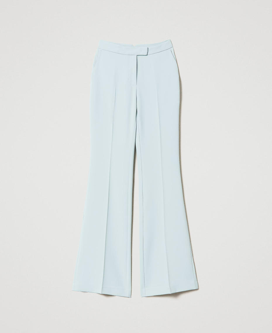Cr&ecirc;pe cady flared trousers Agave Green Woman 231TP2394_00625_S0