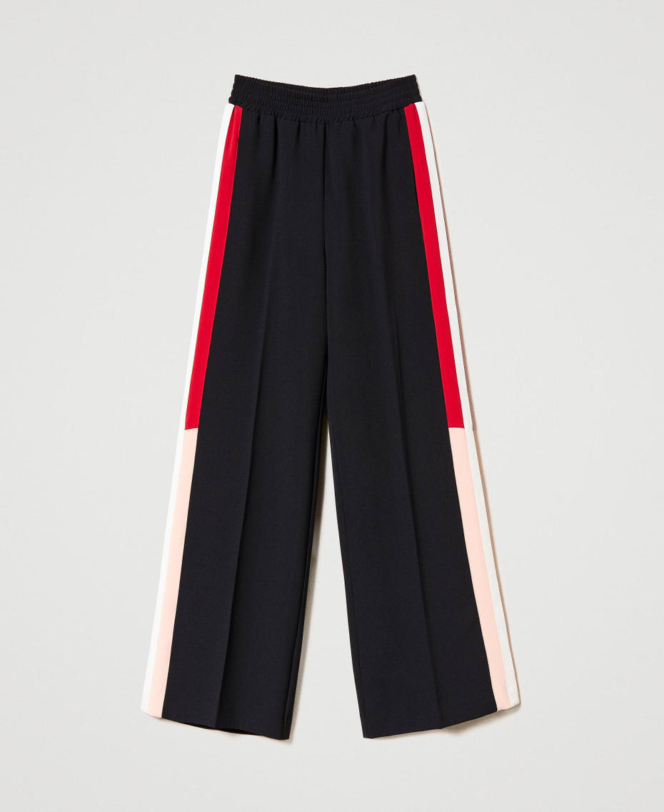 Crêpe cady trousers with colour bands Black Woman 231TP2395-0S
