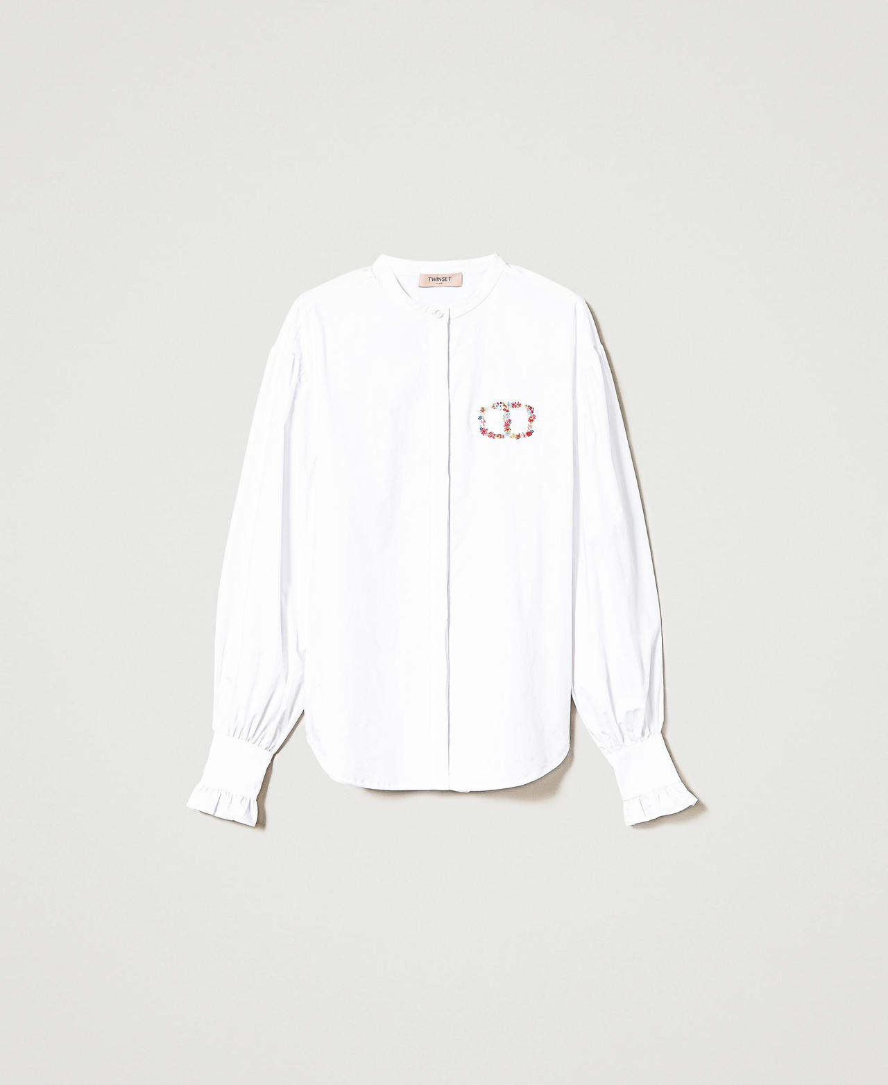 Camisa de popelina con bordado Oval T de flores Blanco Mujer 231TP2414-0S