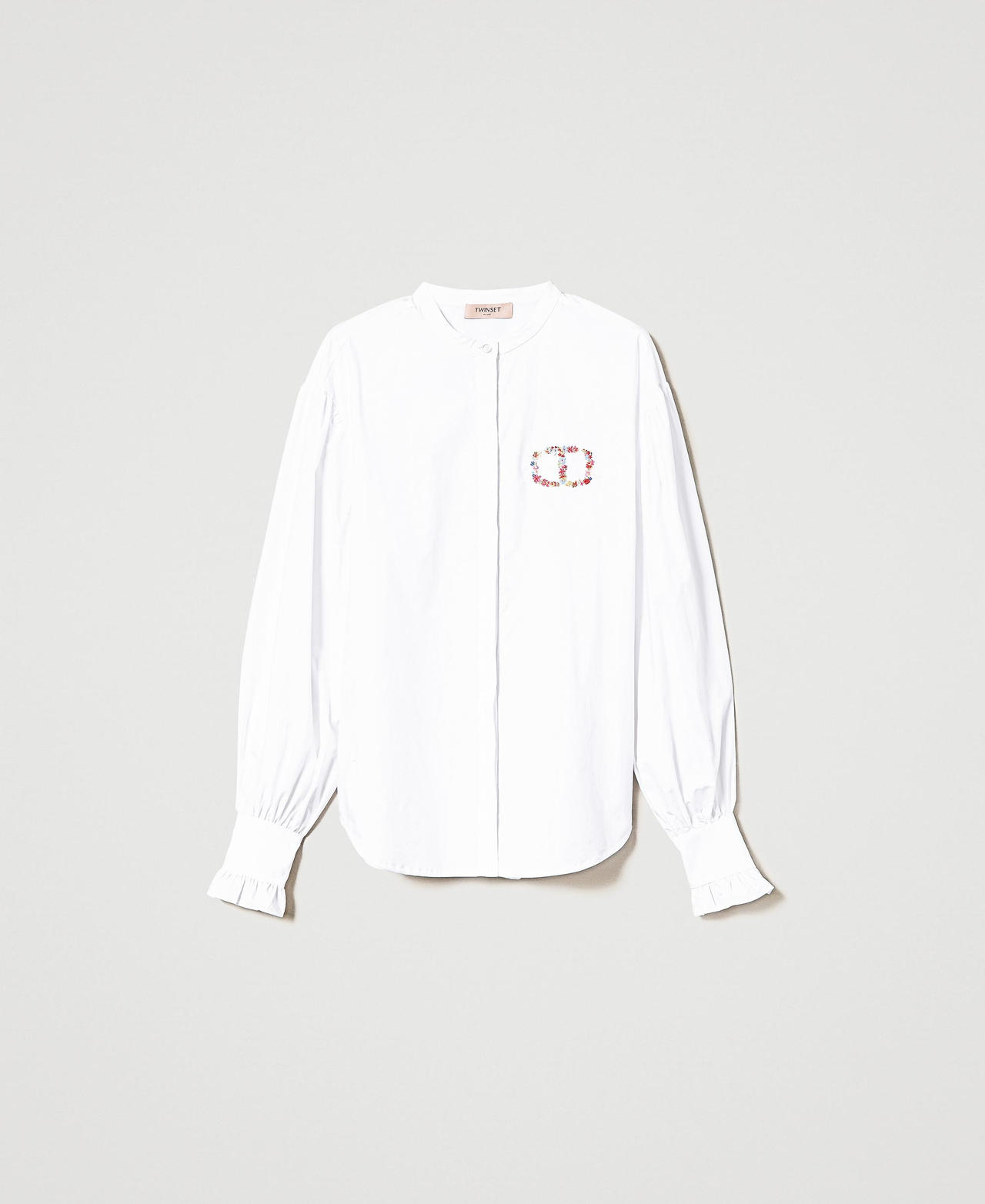 Chemise en popeline avec broderie Oval T florale