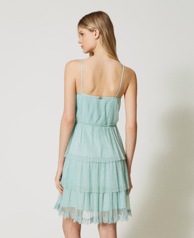 Plumetis tulle dress with flounces Agave Green Woman 231TP2441-04