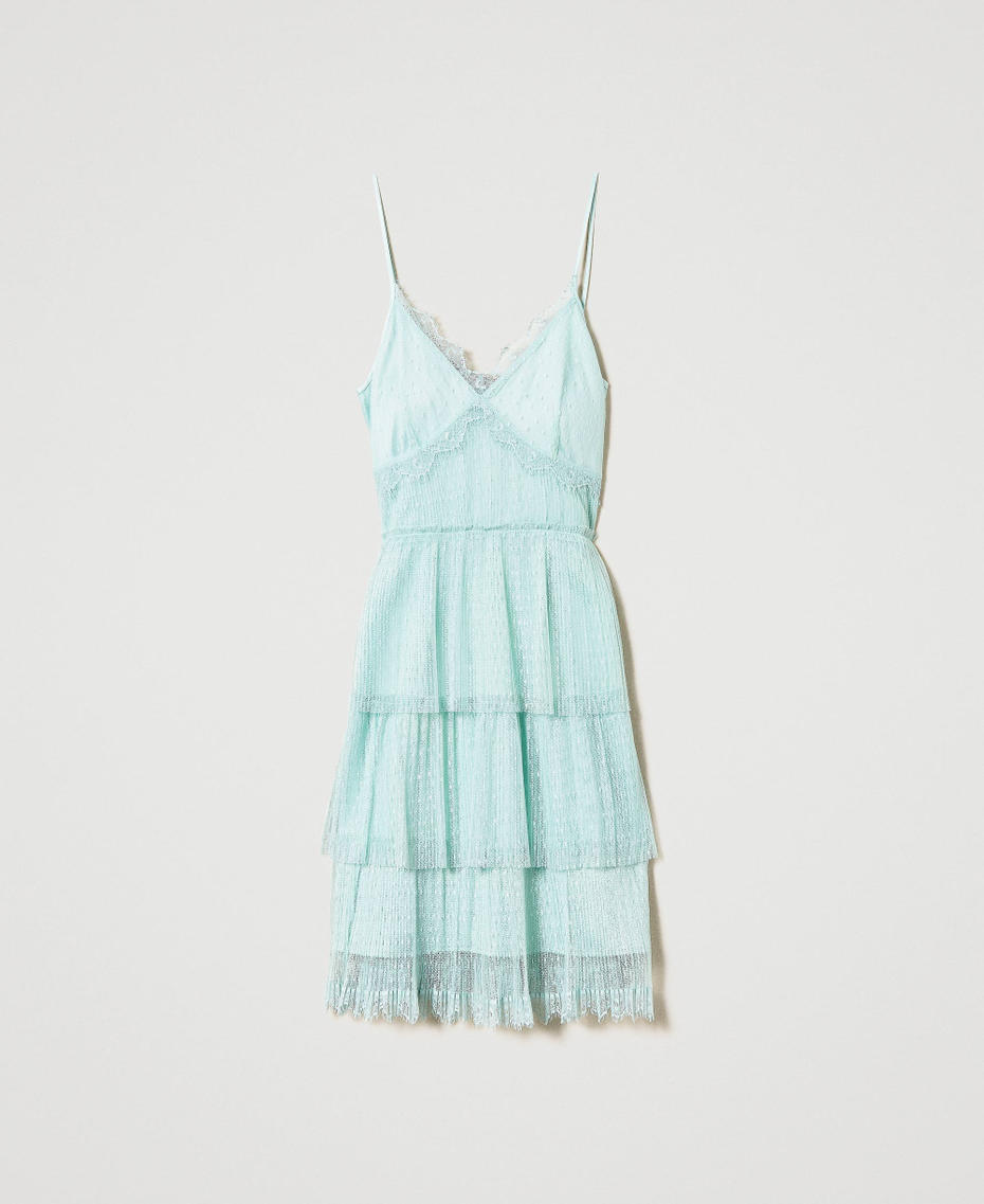 Plumetis tulle dress with flounces Agave Green Woman 231TP2441-0S