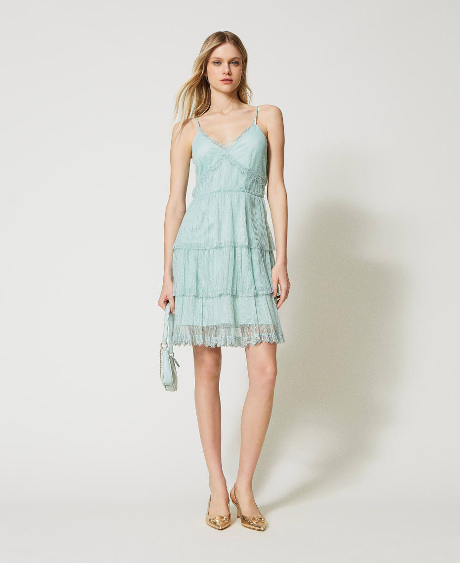 Plumetis tulle dress with flounces