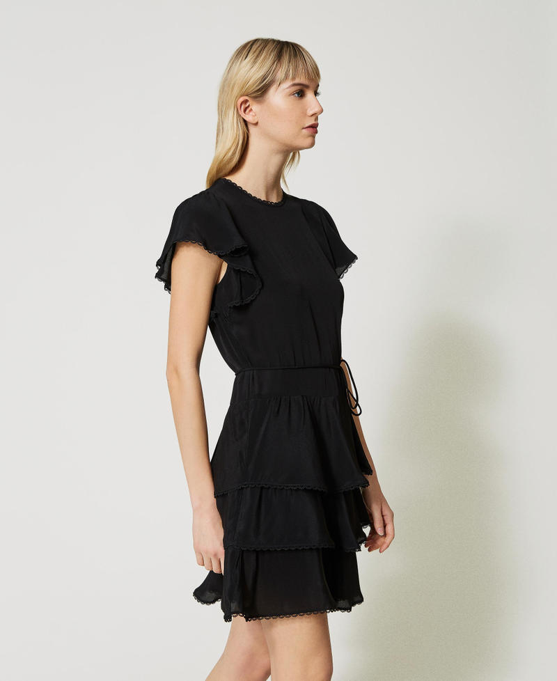 Платье из смесового шелка с оборками Черный женщина 231TP2450-03