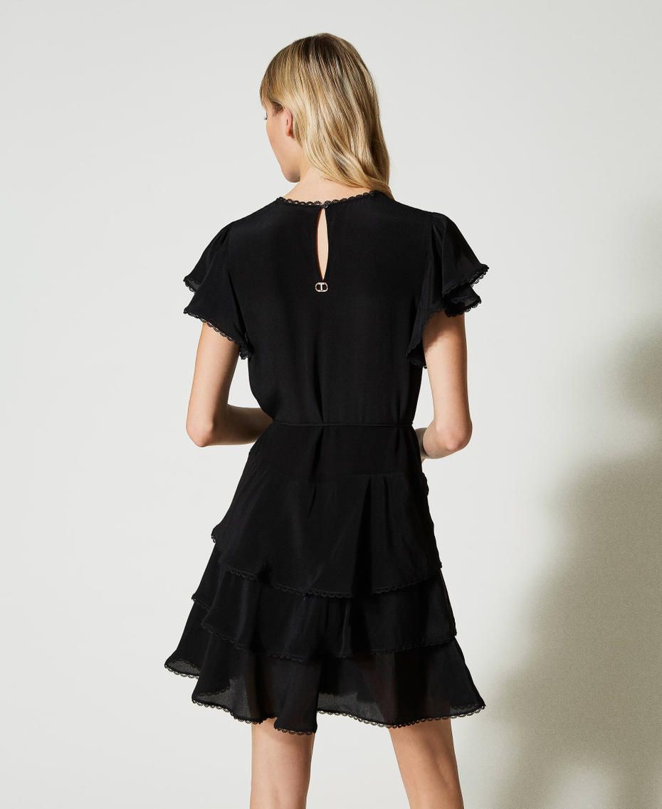 Платье из смесового шелка с оборками Черный женщина 231TP2450-04