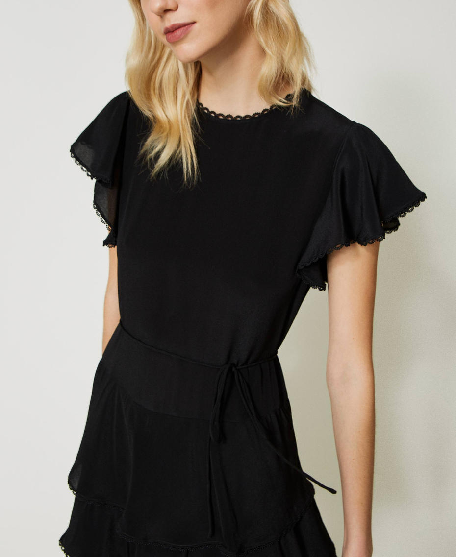 Платье из смесового шелка с оборками Черный женщина 231TP2450-05