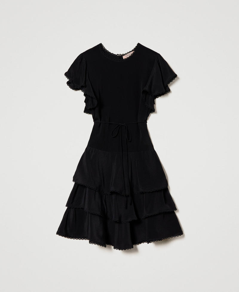 Платье из смесового шелка с оборками Черный женщина 231TP2450-0S