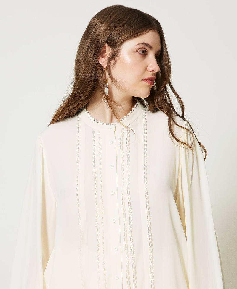 Camicia a maniche lunghe in misto seta Bianco Neve Donna 231TP2451_00282_04