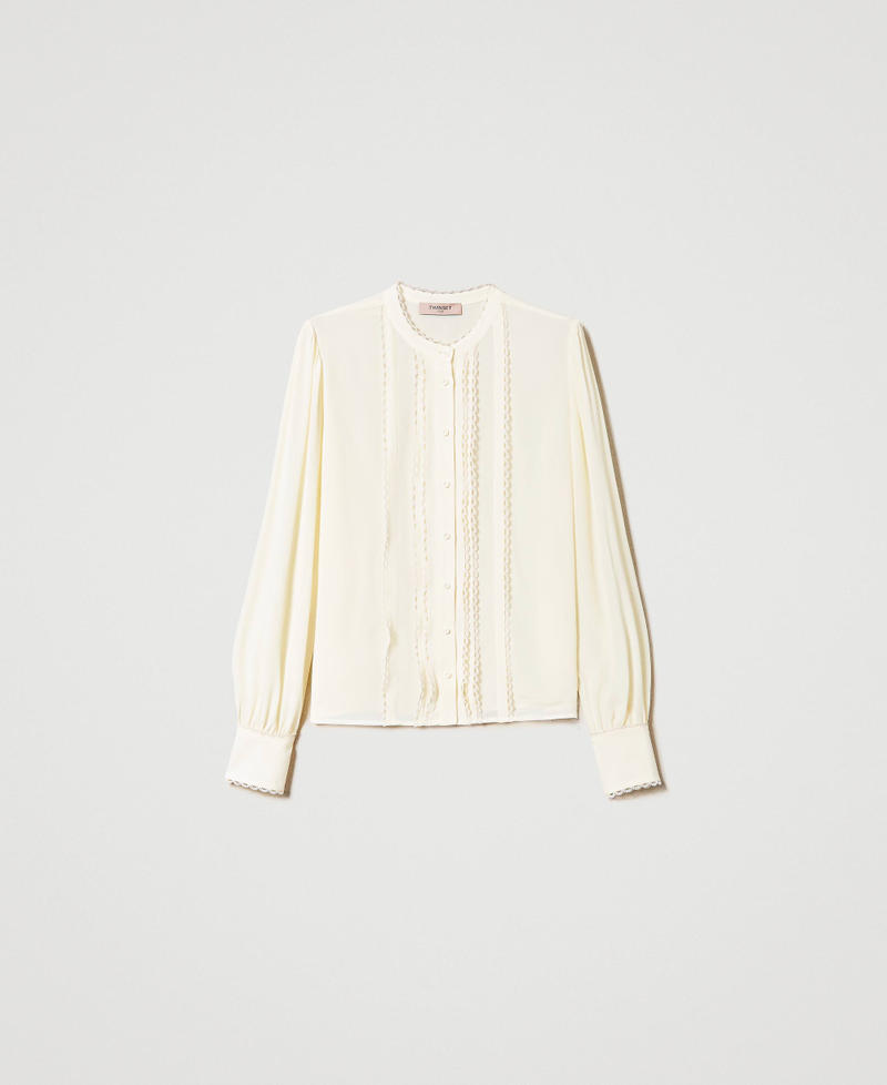 Camicia a maniche lunghe in misto seta Bianco Neve Donna 231TP2451_00282_0S