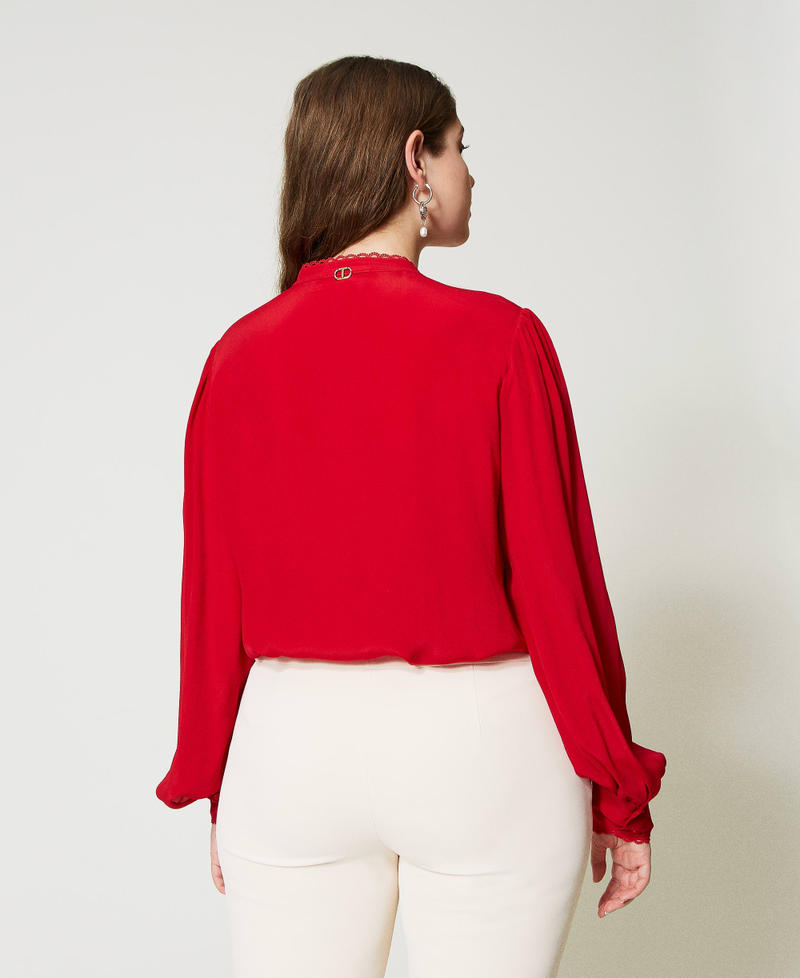 Camisa de mangas largas de mezcla de seda Rojo Amapola Mujer 231TP2451-03