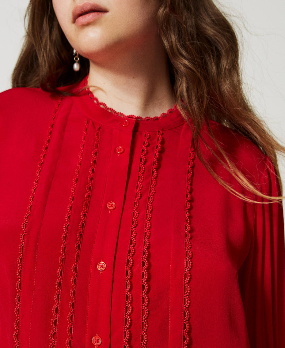 Camicia a maniche lunghe in misto seta