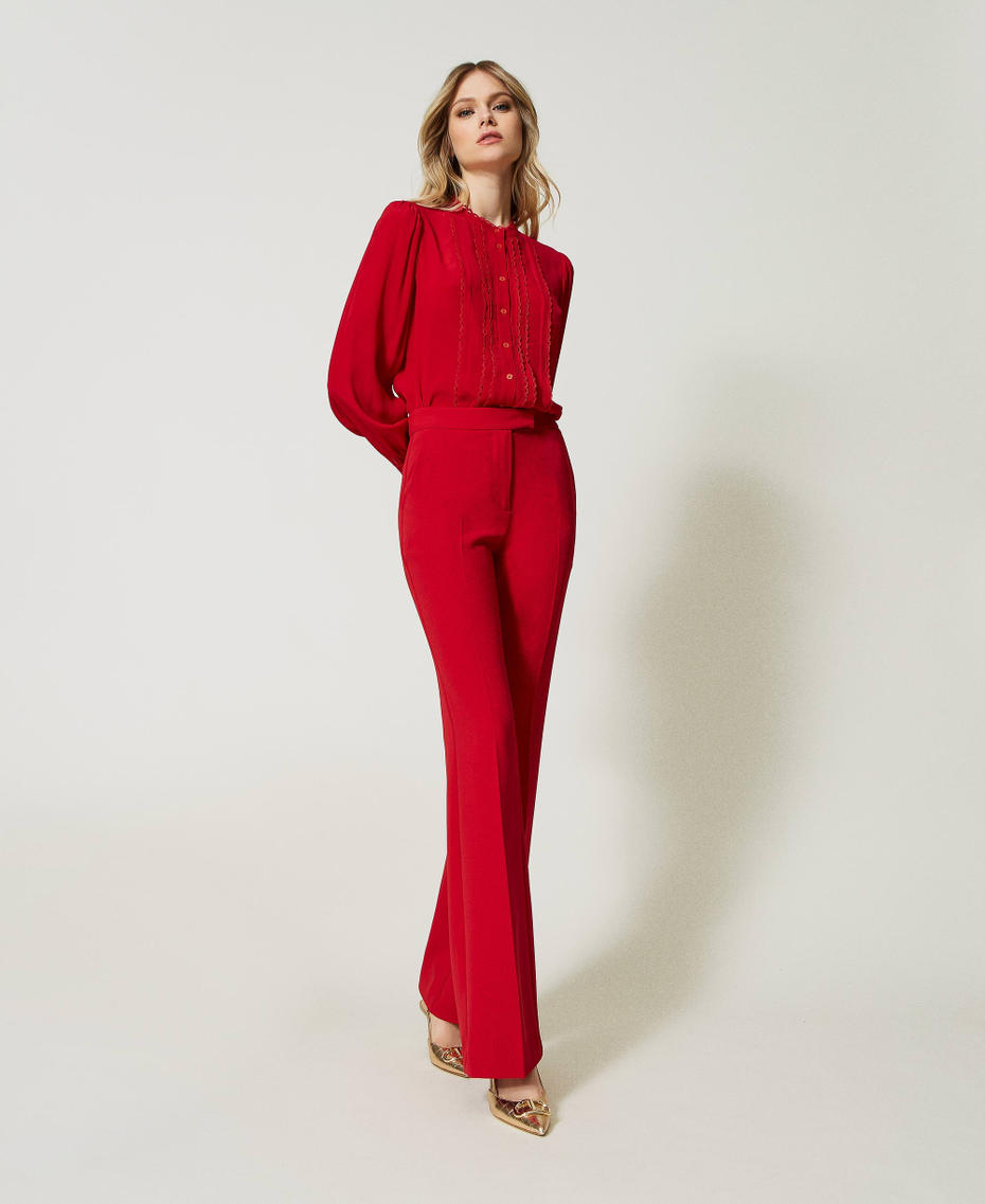 Camicia a maniche lunghe in misto seta