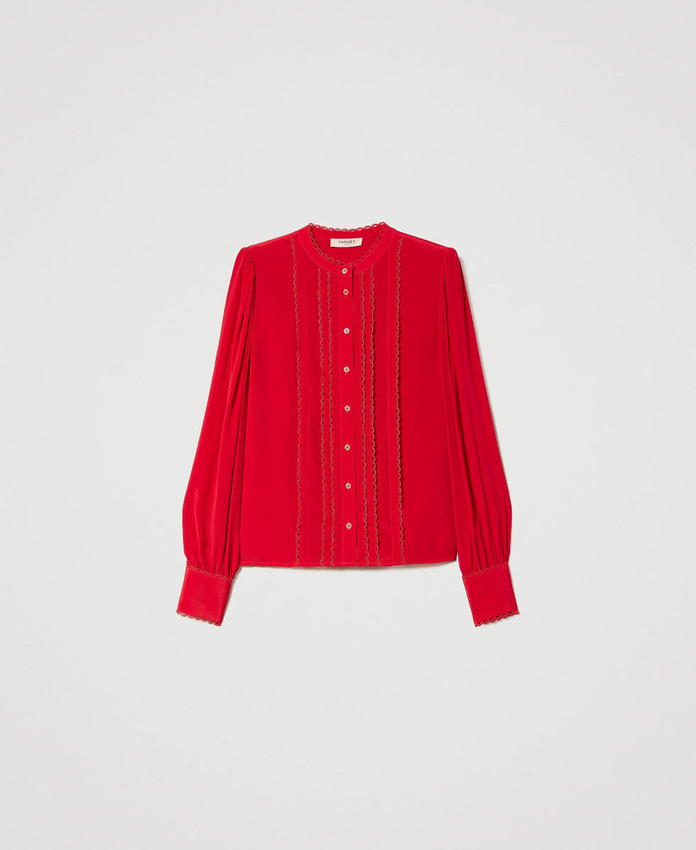 Silk blend long sleeve shirt