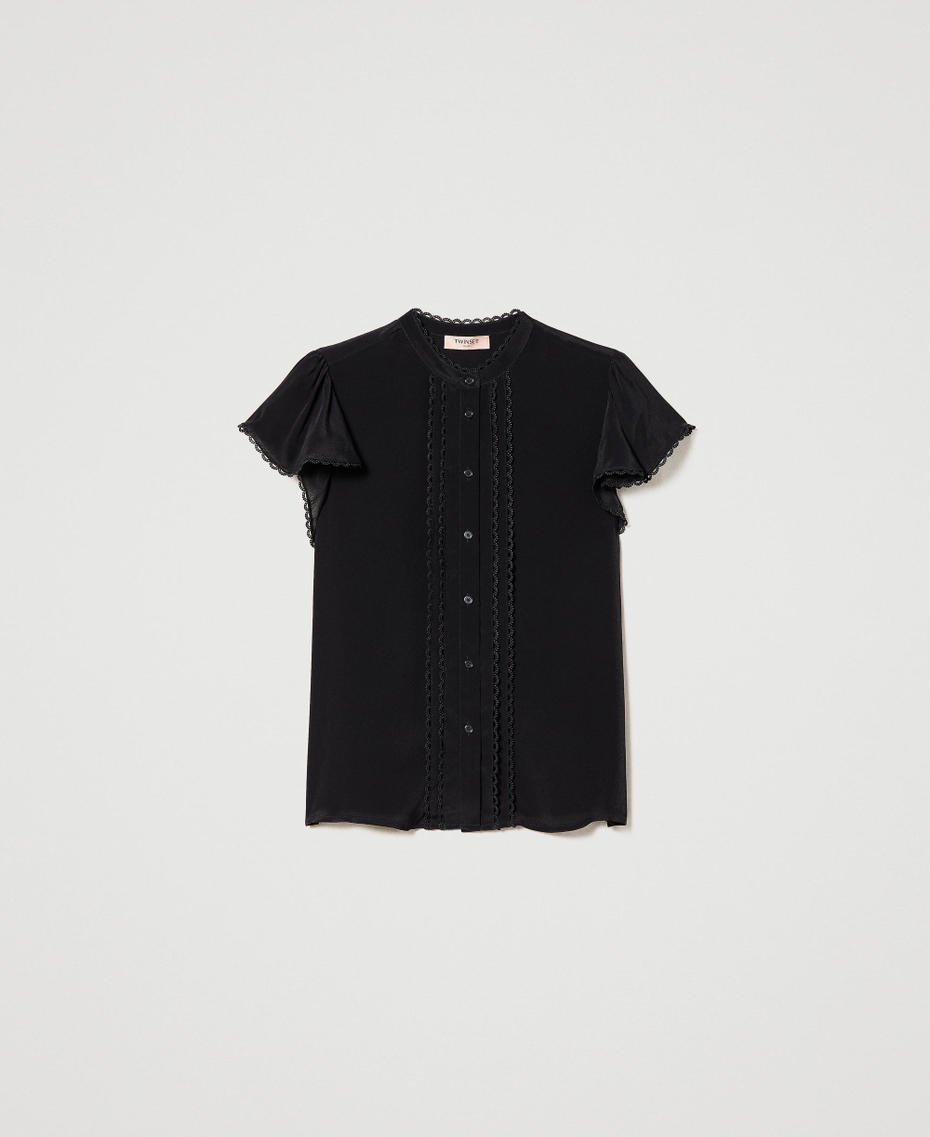 Рубашка из смесового шелка Черный женщина 231TP2452-0S