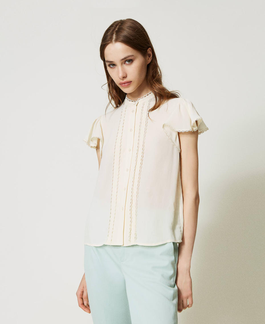 Camicia in misto seta Bianco Neve Donna 231TP2452_00282_01