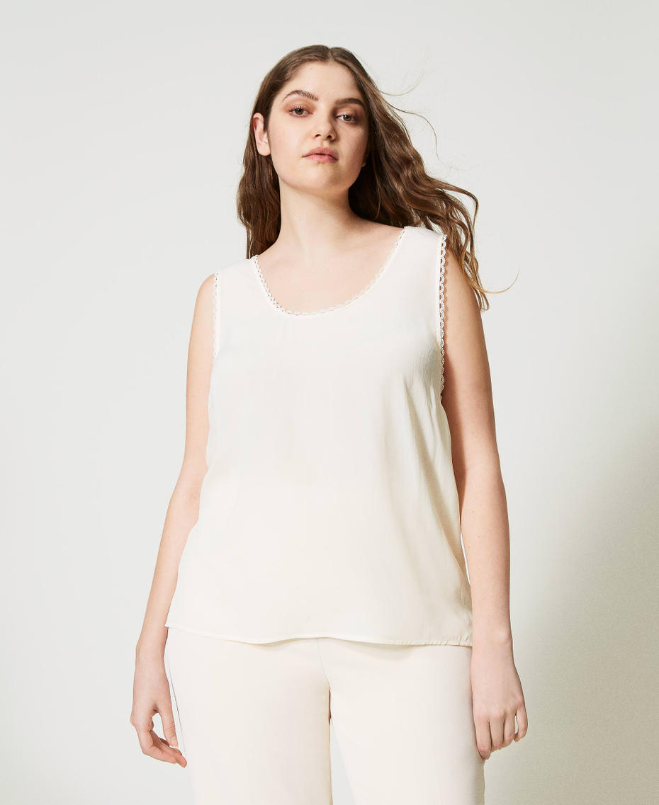 Top in misto seta Bianco Neve Donna 231TP2453_00282_01