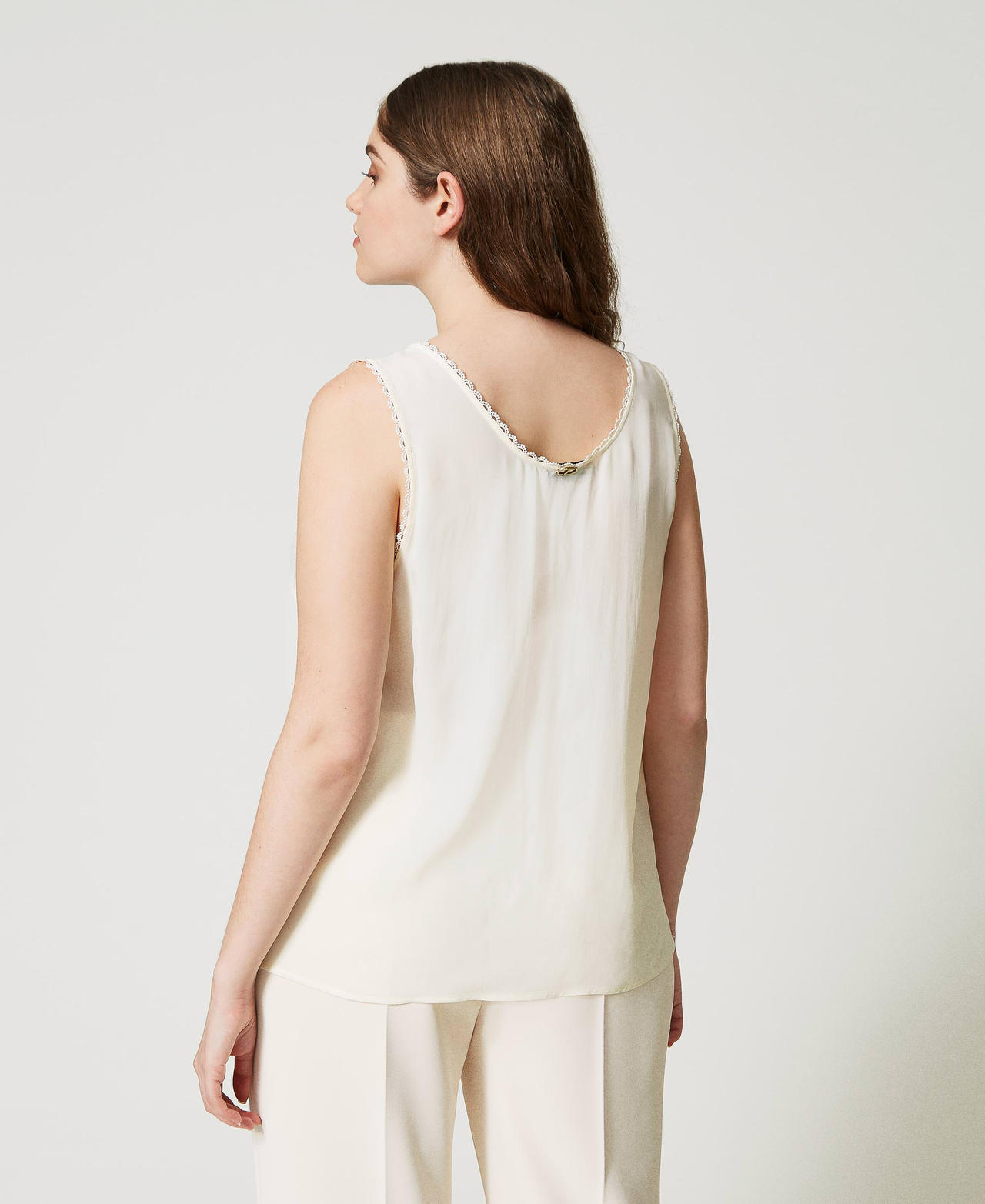 Top in misto seta Bianco Neve Donna 231TP2453_00282_03
