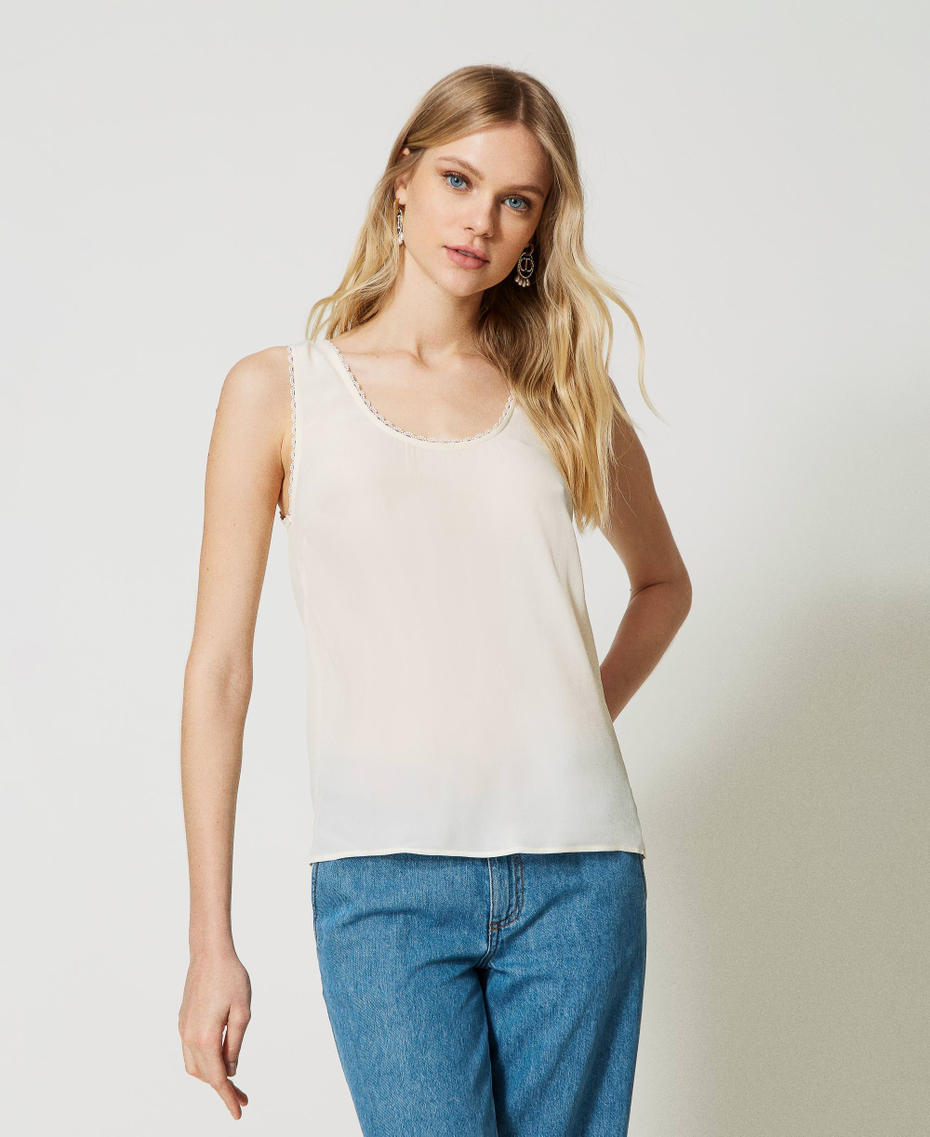 Top in misto seta Bianco Neve Donna 231TP2453_00282_06