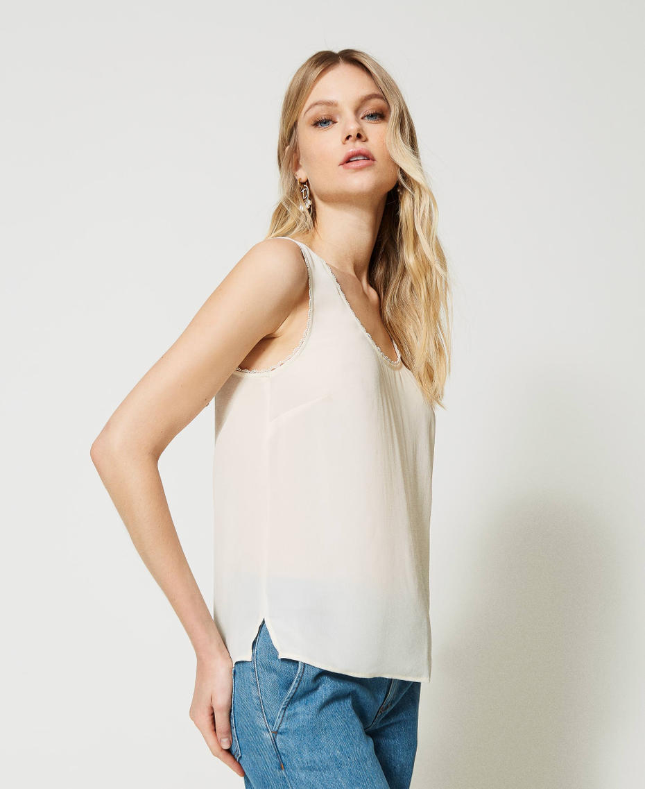 Top in misto seta Bianco Neve Donna 231TP2453_00282_07