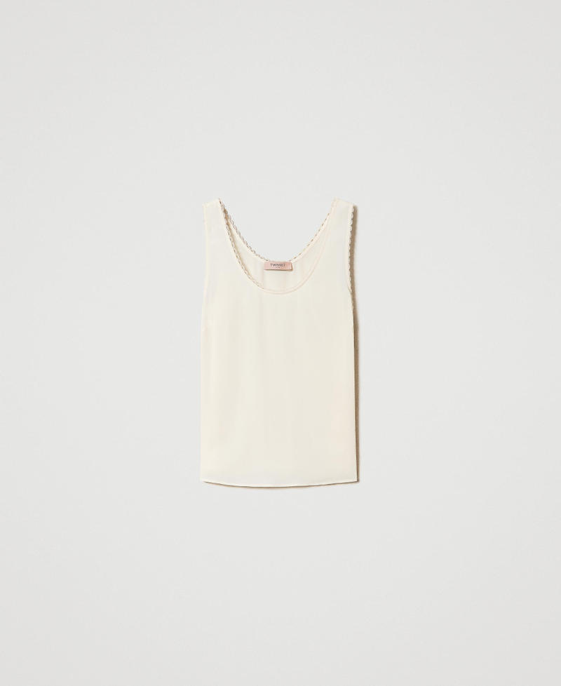 Top in misto seta Bianco Neve Donna 231TP2453_00282_S0