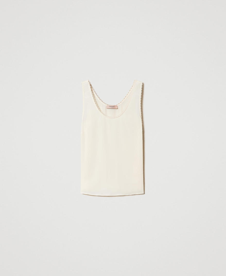 Top in misto seta Bianco Neve Donna 231TP2453_00282_S0