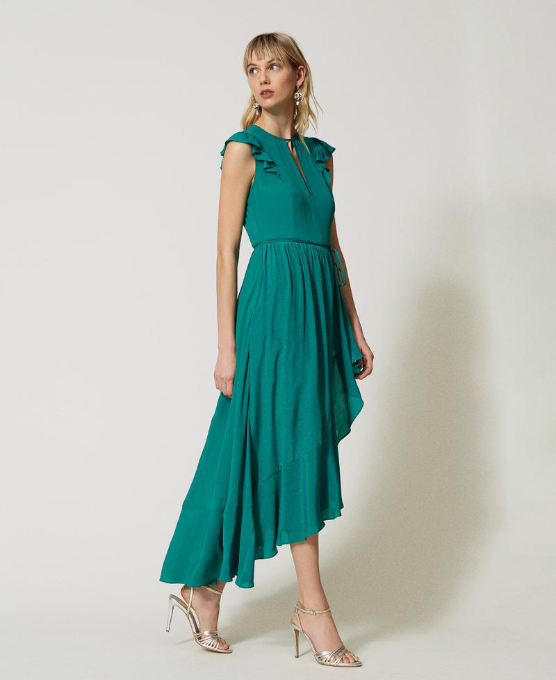 Длинное платье из смесового шелка Зеленый "Светлый изумруд" женщина 231TP2455-03