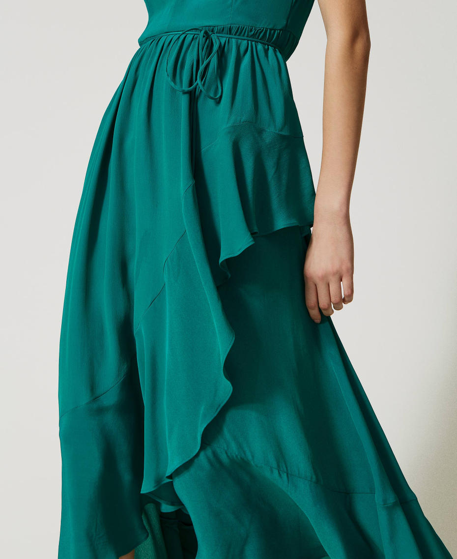 Длинное платье из смесового шелка Зеленый "Светлый изумруд" женщина 231TP2455-05