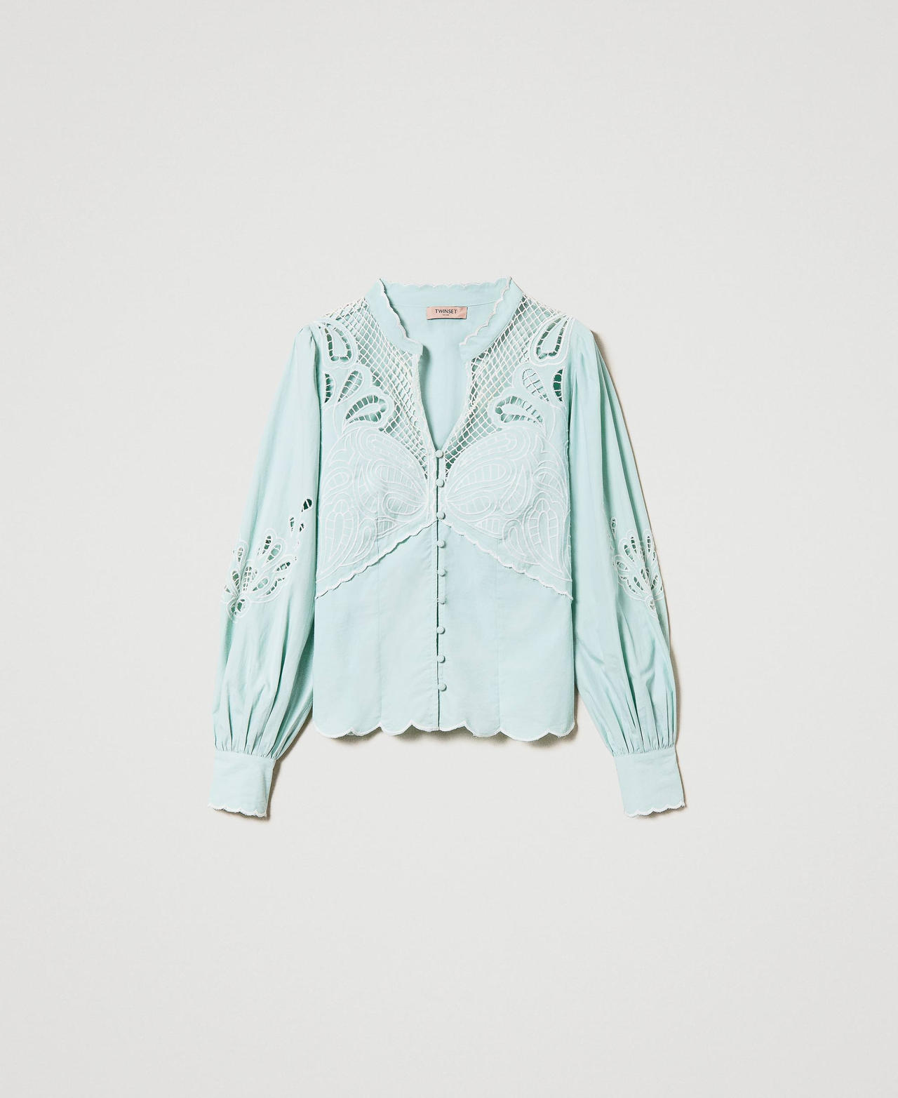 Shirt with broderie anglaise