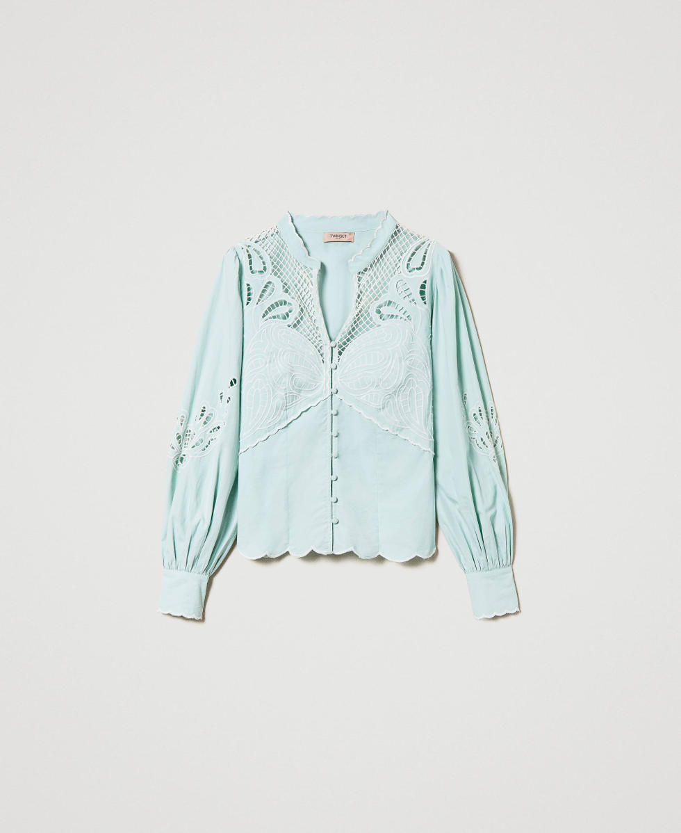 Shirt with broderie anglaise