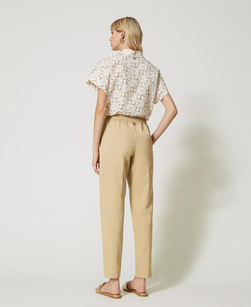 Joggers-Hose aus Leinenmischung